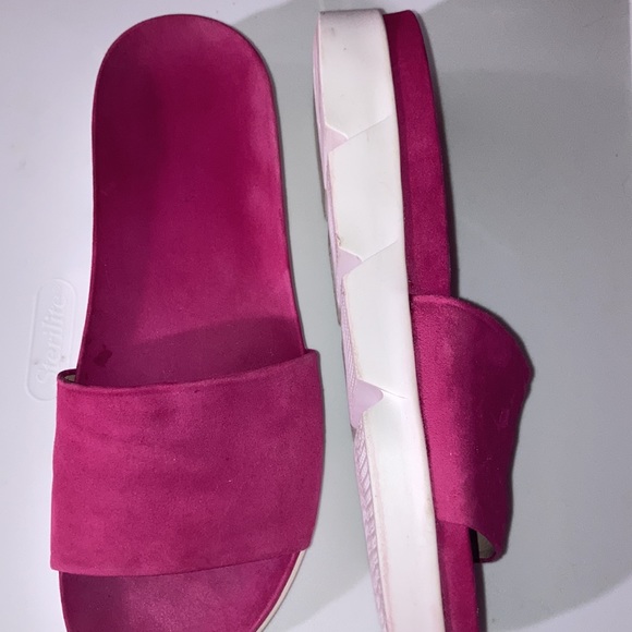 Stuart Weitzman Pink Suede Slides - Picture 6 of 8